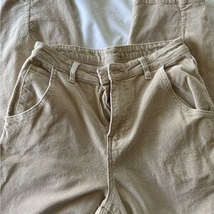 SHEIN Beige Corduroy Women's High-Waist Pants